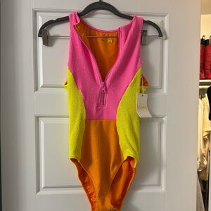Show Me Your MuMu Pink, Yellow, and Orange One Piece Swimsuit